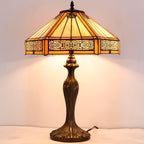 Tiffany Lamp Hexagon Stained Glass Mission Style End