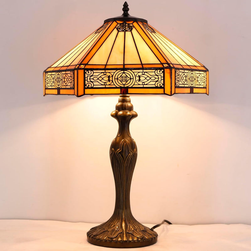 Tiffany Lamp Hexagon Stained Glass Mission Style End