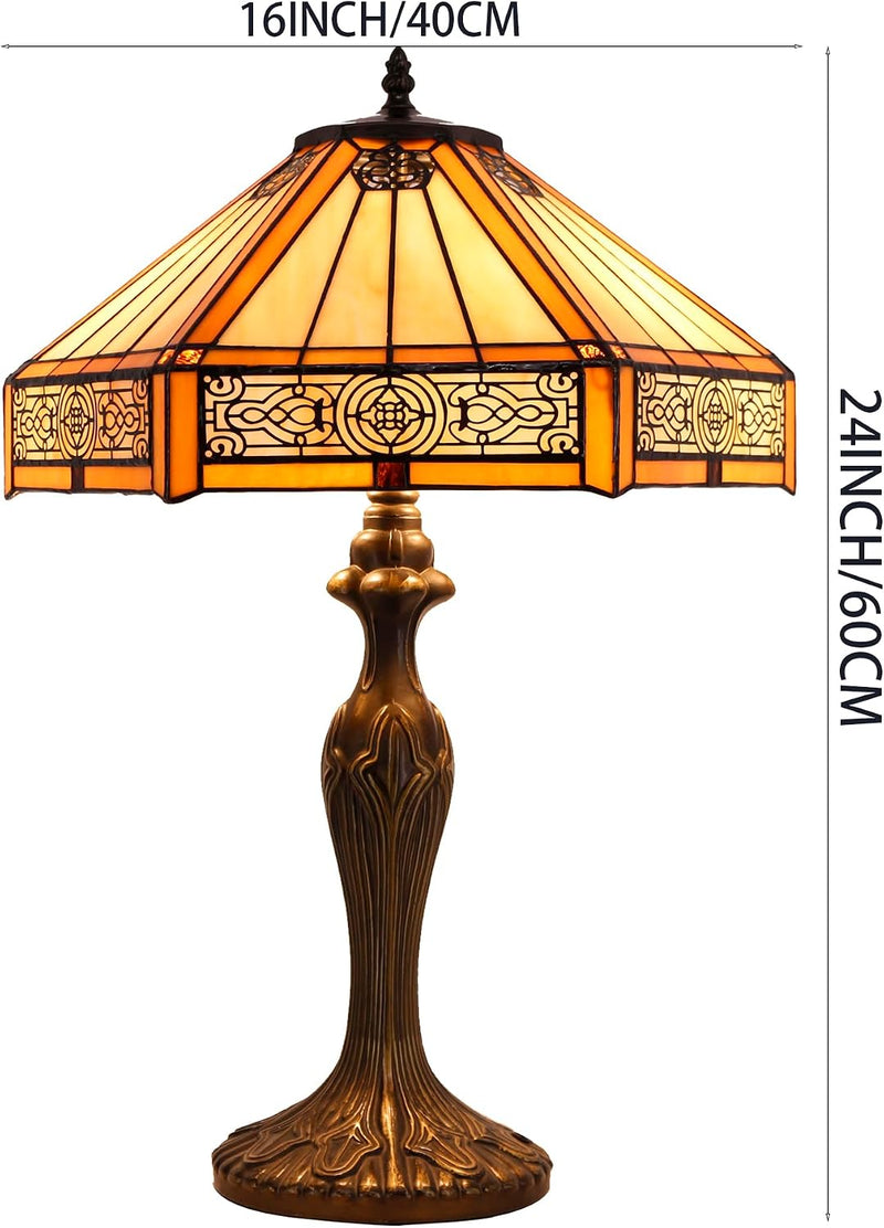 Tiffany Lamp Hexagon Stained Glass Mission Style End