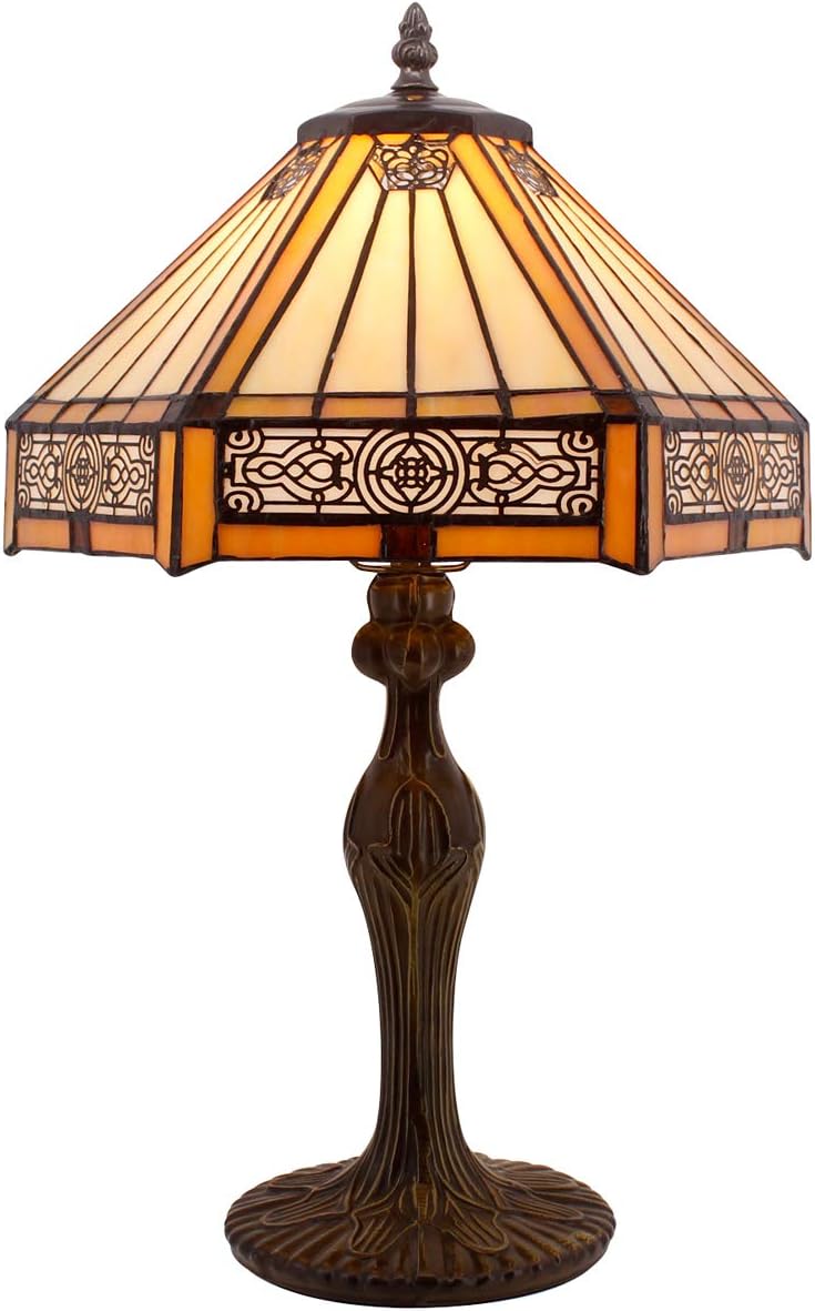Tiffany Lamp Hexagon Stained Glass Mission Style Table