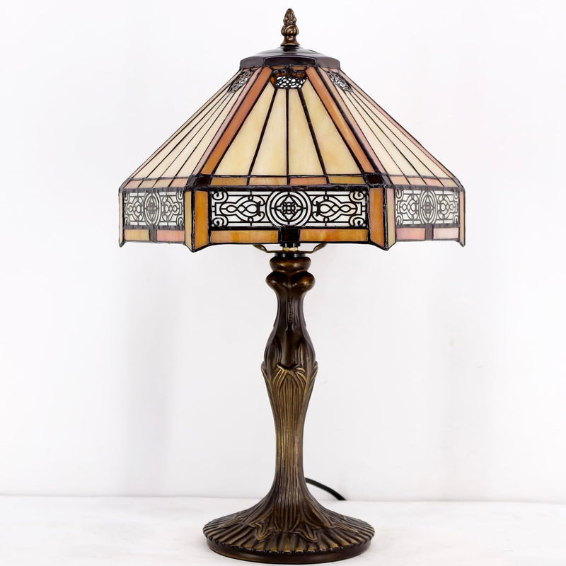 Tiffany Lamp Hexagon Stained Glass Mission Style Table