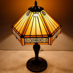 Tiffany Lamp Hexagon Stained Glass Mission Style Table