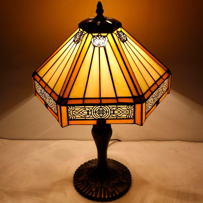 Tiffany Lamp Hexagon Stained Glass Mission Style Table
