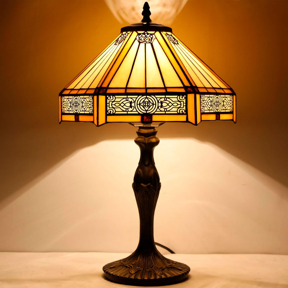 Tiffany Lamp Hexagon Stained Glass Mission Style Table