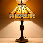 Tiffany Lamp Hexagon Stained Glass Mission Style Table