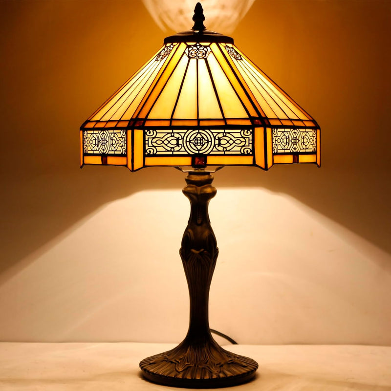 Tiffany Lamp Hexagon Stained Glass Mission Style Table