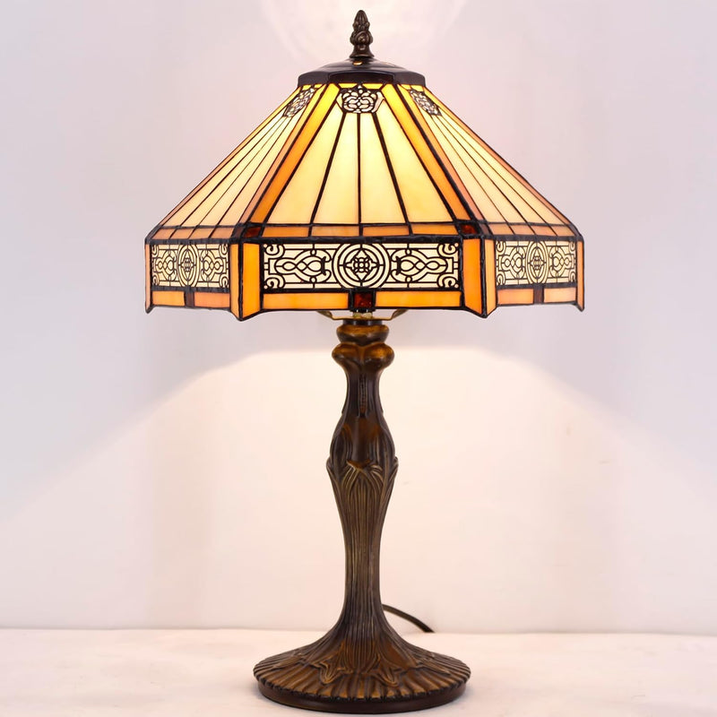Tiffany Lamp Hexagon Stained Glass Mission Style Table