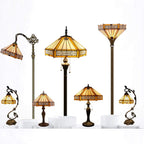 Tiffany Lamp Hexagon Stained Glass Mission Style Table