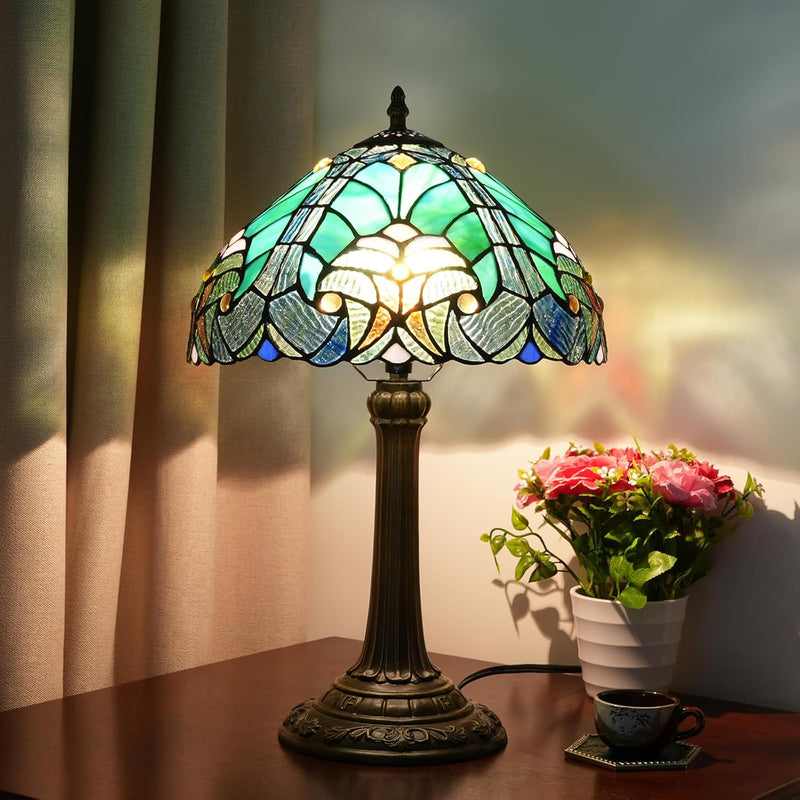 Tiffany Lamp Liaison Style Stained Glass Table W12h18