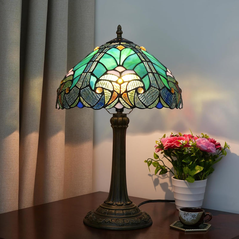 Tiffany Lamp Liaison Style Stained Glass Table W12h18