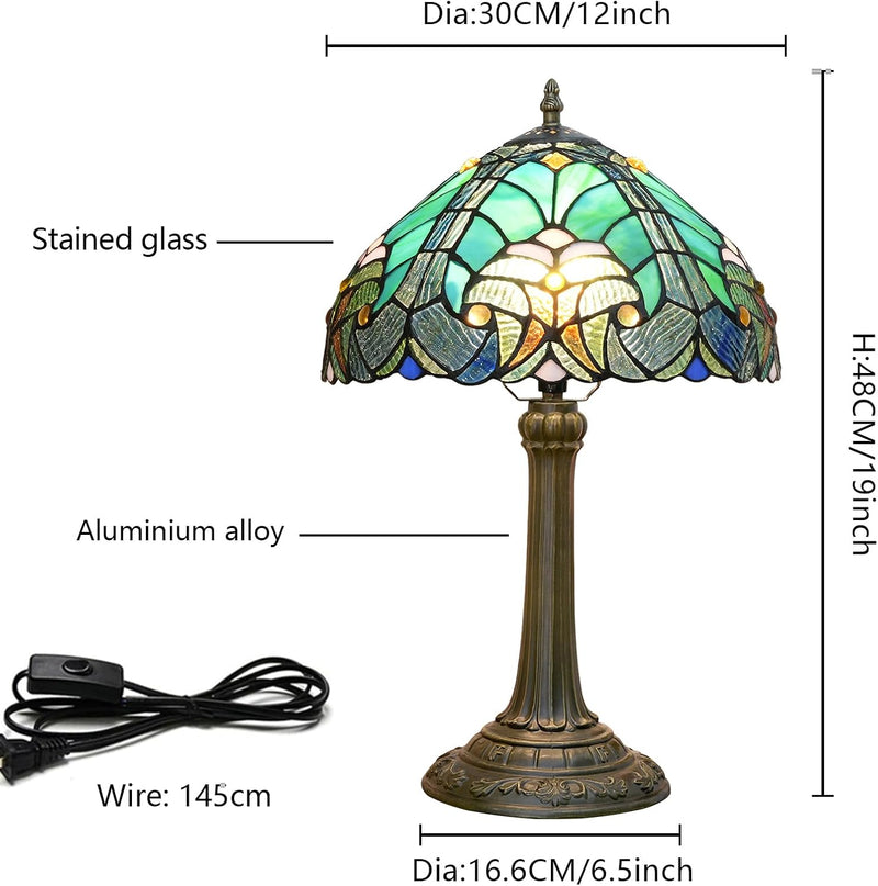 Tiffany Lamp Liaison Style Stained Glass Table W12h18