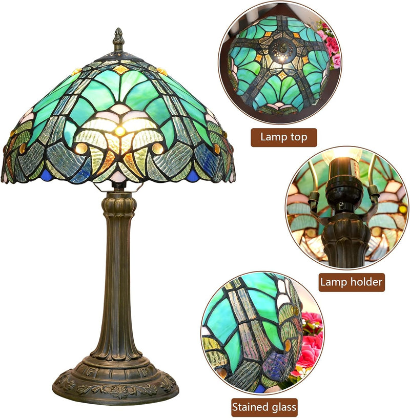 Tiffany Lamp Liaison Style Stained Glass Table W12h18