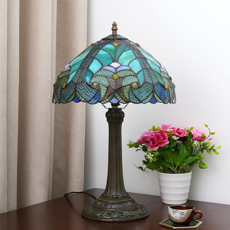 Tiffany Lamp Liaison Style Stained Glass Table W12h18