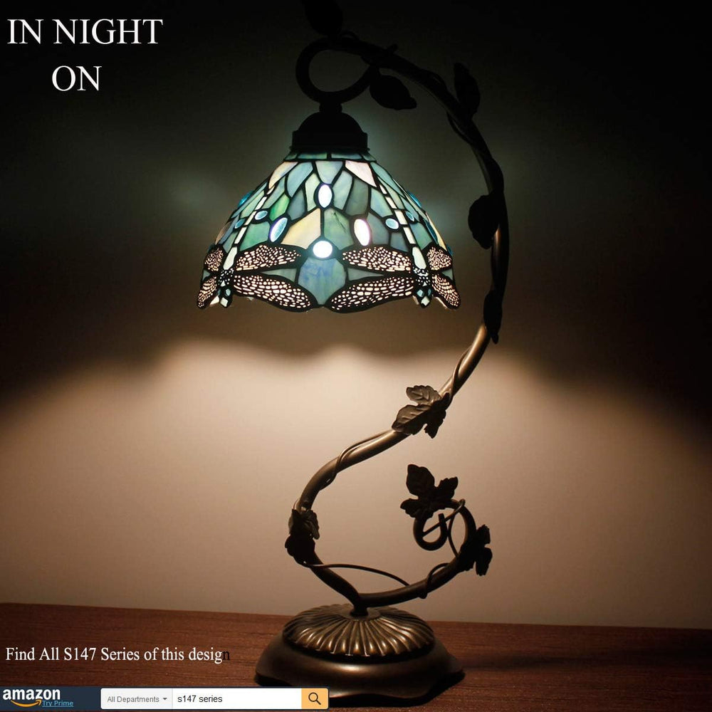 Tiffany Lamp Sea Stained Glass Dragonfly Style Desk