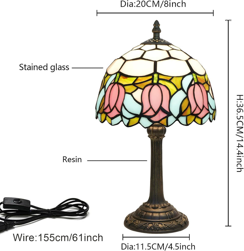 Tiffany Lamp Stained Glass Table Tulip Small Bedside