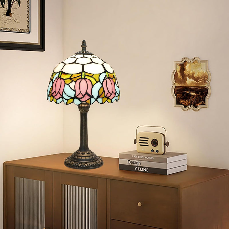 Tiffany Lamp Stained Glass Table Tulip Small Bedside