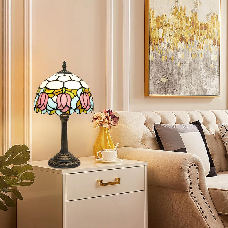 Tiffany Lamp Stained Glass Table Tulip Small Bedside