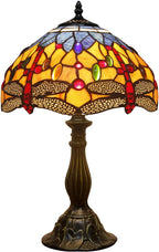 Tiffany Lamp Stained Glass Bedside Table Dragonfly Style