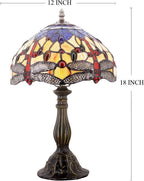Tiffany Lamp Stained Glass Bedside Table Dragonfly Style