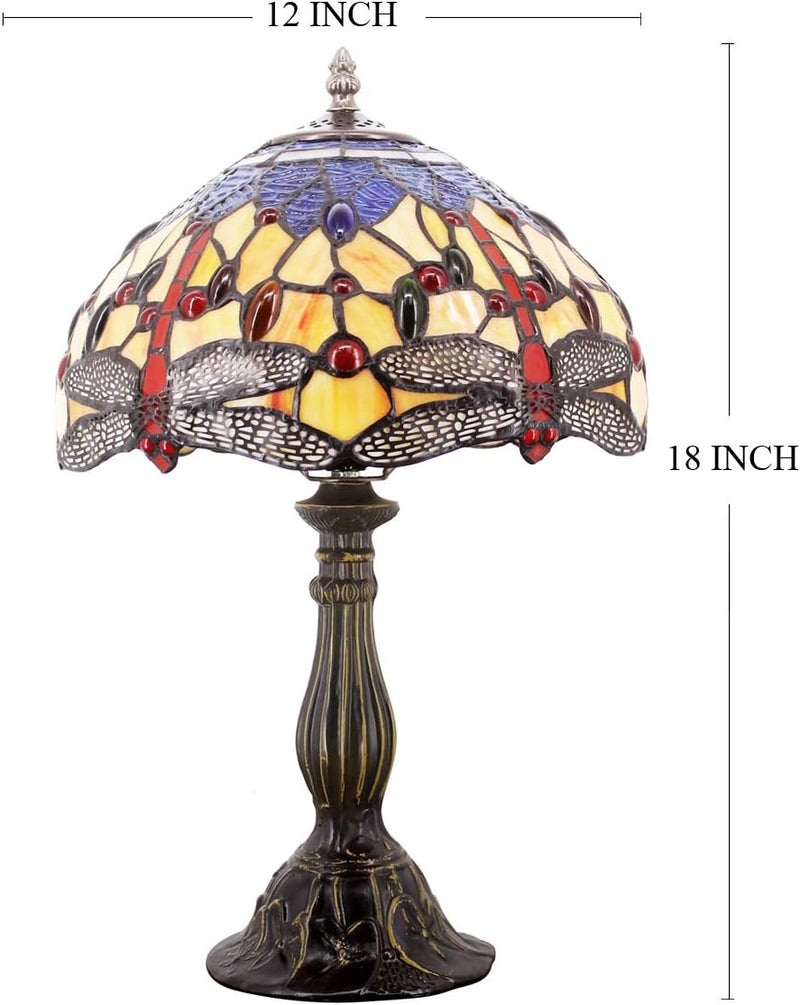 Tiffany Lamp Stained Glass Bedside Table Dragonfly Style