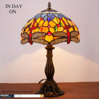 Tiffany Lamp Stained Glass Bedside Table Dragonfly Style
