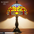 Tiffany Lamp Stained Glass Bedside Table Dragonfly Style