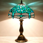 Tiffany Lamp Stained Glass Dragonfly Style Bedside Table