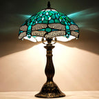 Tiffany Lamp Stained Glass Dragonfly Style Bedside Table