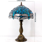 Tiffany Lamp Stained Glass Dragonfly Style Bedside Table