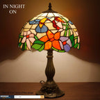 Tiffany Lamp Stained Glass Hummingbird Style Bedside Table