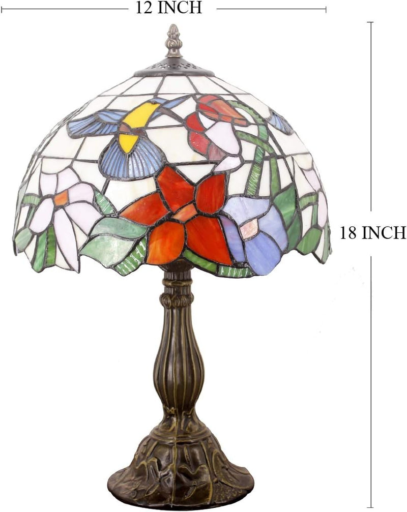 Tiffany Lamp Stained Glass Hummingbird Style Bedside Table