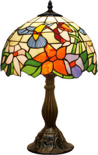 Tiffany Lamp Stained Glass Hummingbird Style Bedside Table