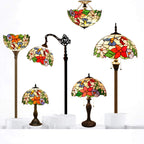 Tiffany Lamp Stained Glass Hummingbird Style Bedside Table