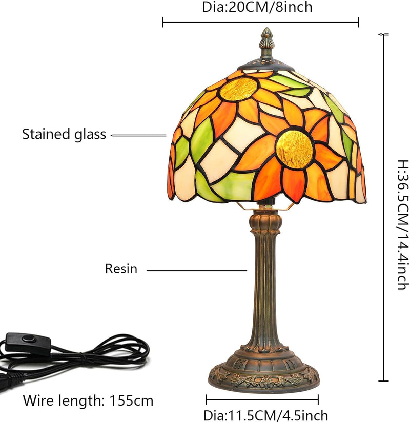 Tiffany Lamp Stained Glass Small Bedside Table Lamps