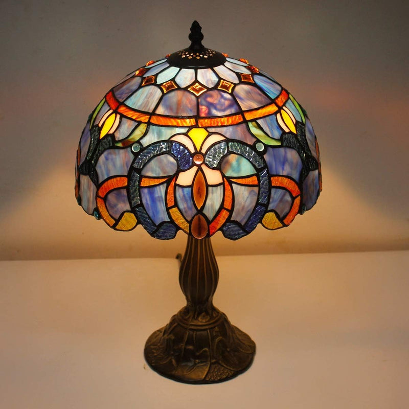 Tiffany Lamp Stained Glass Table 12x12x18 Inches Clouldy