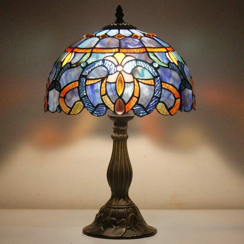 Tiffany Lamp Stained Glass Table 12x12x18 Inches Clouldy