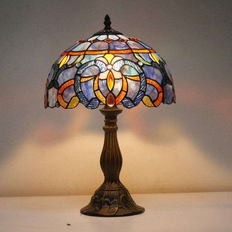 Tiffany Lamp Stained Glass Table 12x12x18 Inches Clouldy