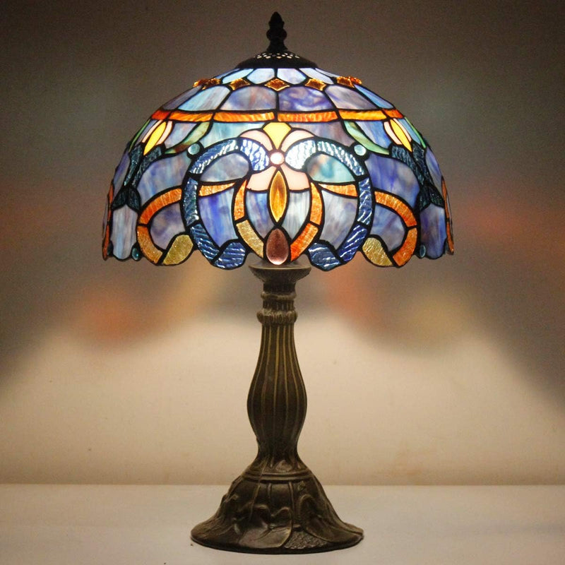 Tiffany Lamp Stained Glass Table 12x12x18 Inches Clouldy