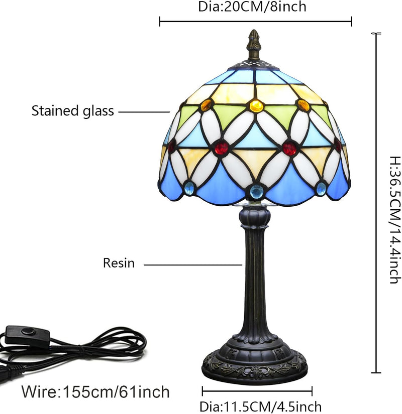 Tiffany Lamp Stained Glass Table Bedroom Bedside Reading