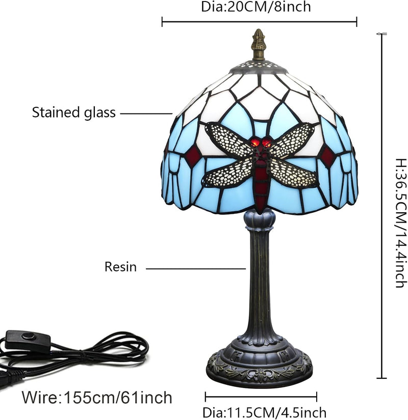 Tiffany Lamp Stained Glass Table Bedroom Bedside Reading