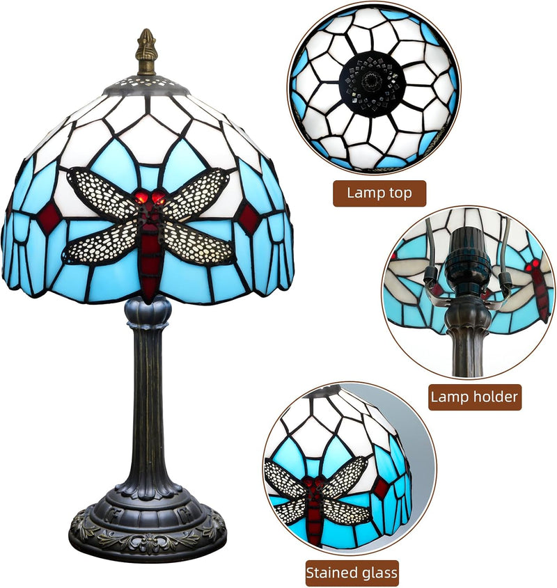 Tiffany Lamp Stained Glass Table Bedroom Bedside Reading