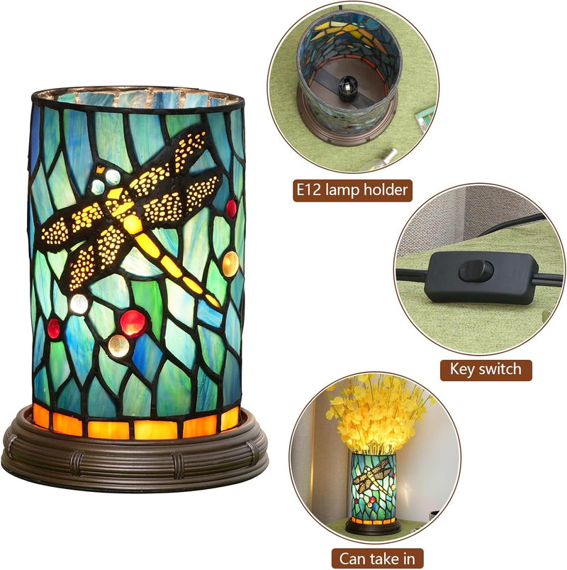 Tiffany Lamp Stained Glass Table Dragonfly Style Bedroom
