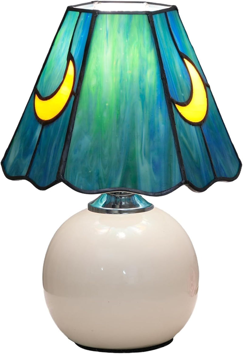 Tiffany Style Bedside Table Lamp Stained Glass Moon