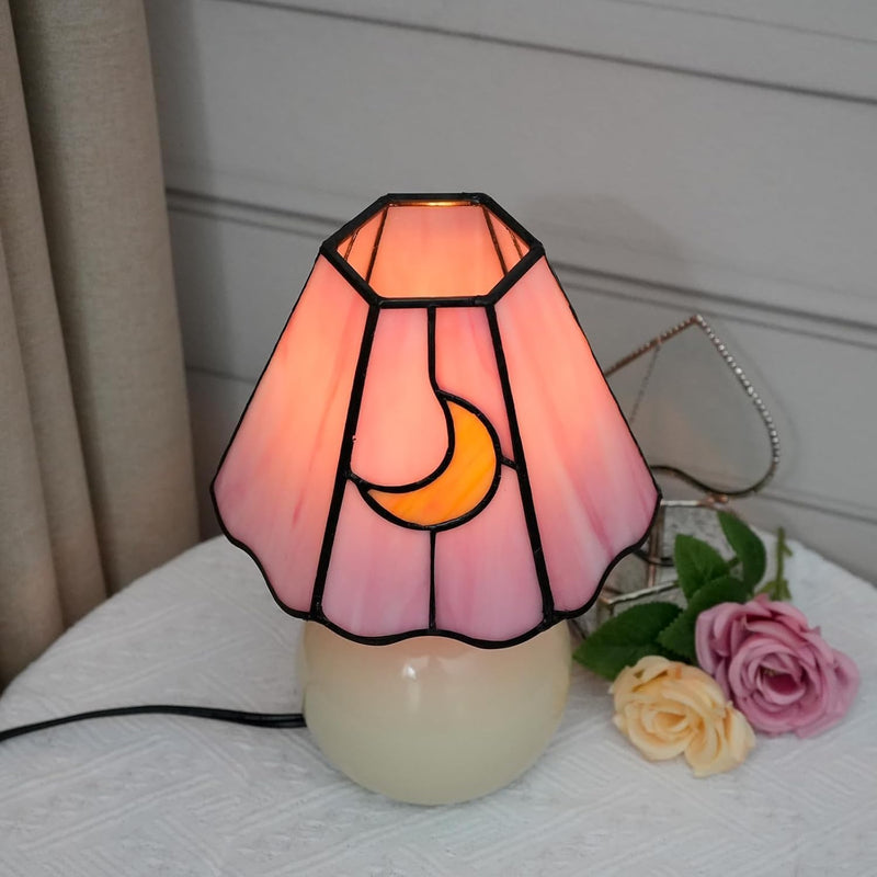 Tiffany Style Bedside Table Lamp Stained Glass Moon