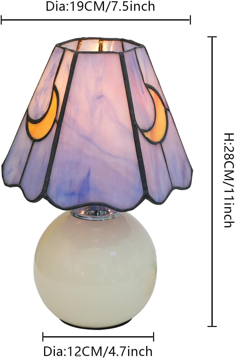 Tiffany Style Bedside Table Lamp Stained Glass Moon