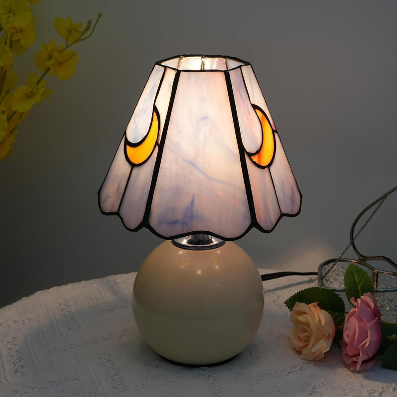 Tiffany Style Bedside Table Lamp Stained Glass Moon