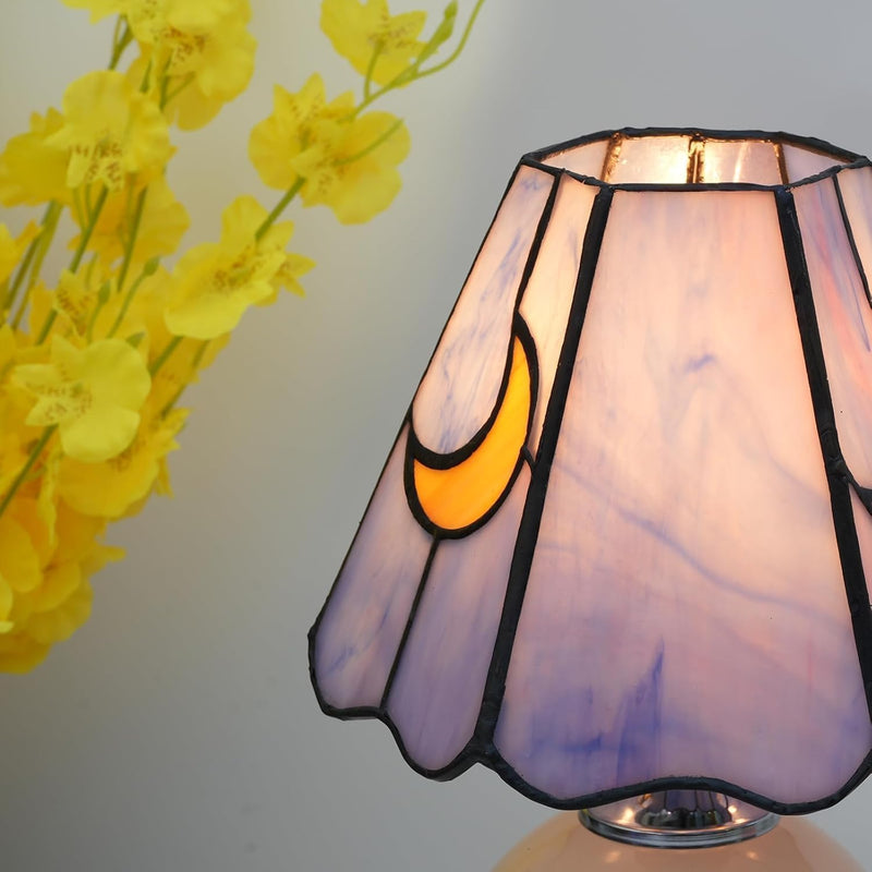 Tiffany Style Bedside Table Lamp Stained Glass Moon