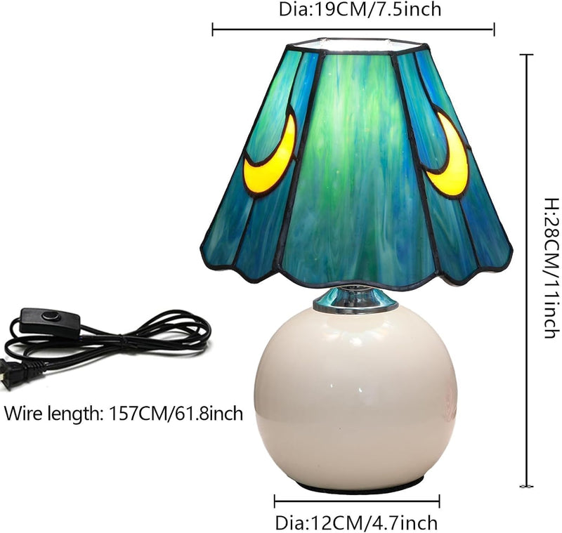Tiffany Style Bedside Table Lamp Stained Glass Moon