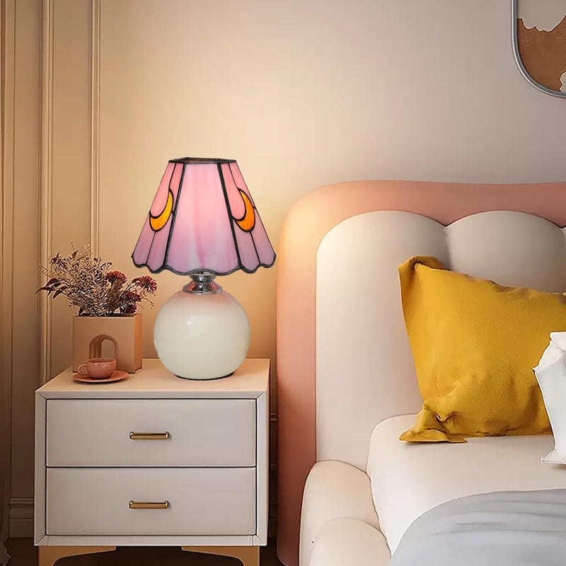 Tiffany Style Bedside Table Lamp Stained Glass Moon