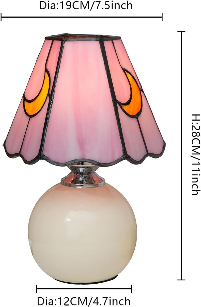 Tiffany Style Bedside Table Lamp Stained Glass Moon